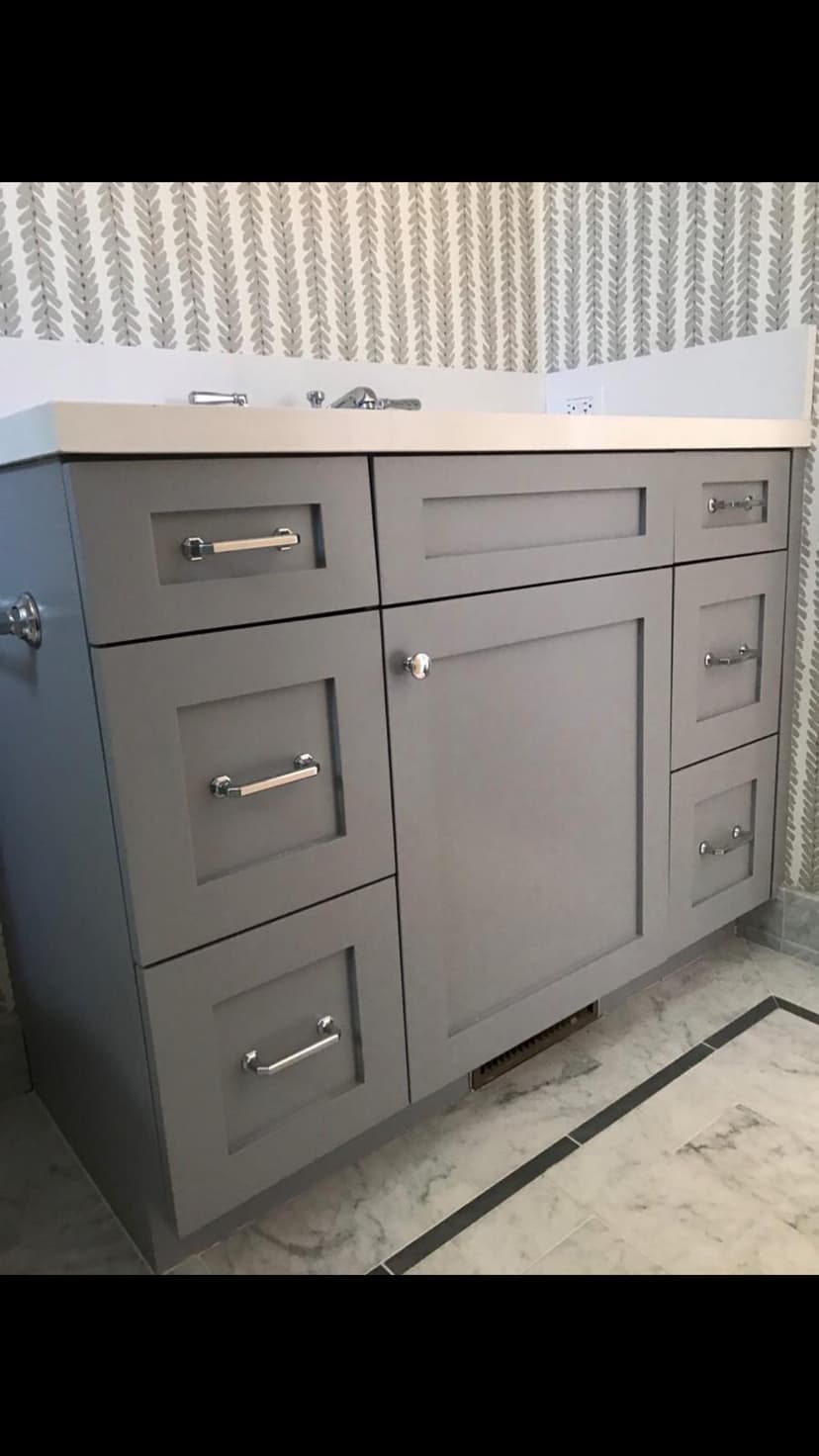 Gray bathroom vanity